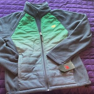 New Balance Navy Blue & Green Quilted Fleece Jacket